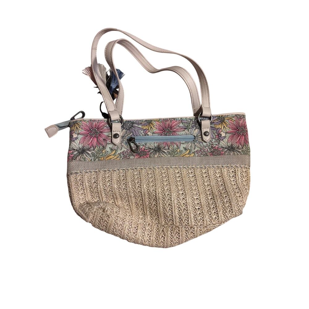 Sakroots Floral Straw Tote Shoulder Bag Boho Summer Beach Purse